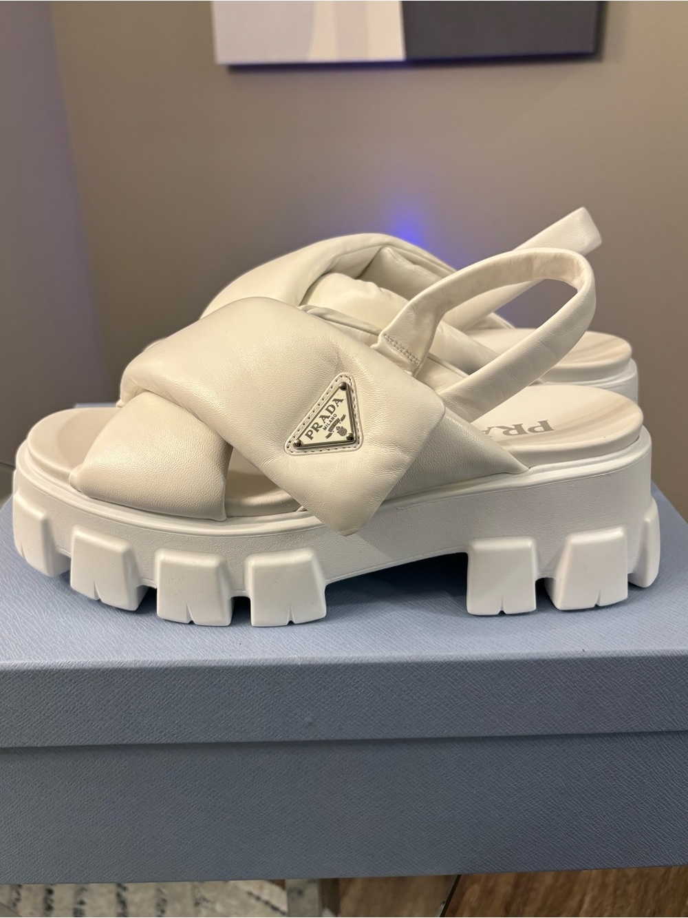 NEW Prada Leather Platform Monolith Sandal - Size 39.5